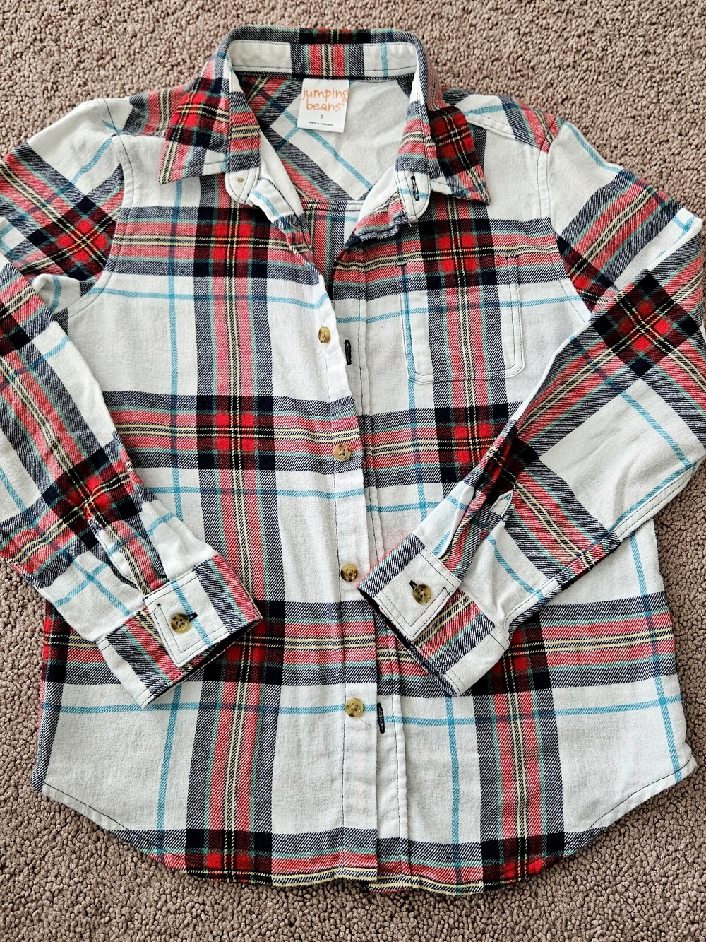 Boy's Jumping Beans Flannel Button-Down Shirt size 7